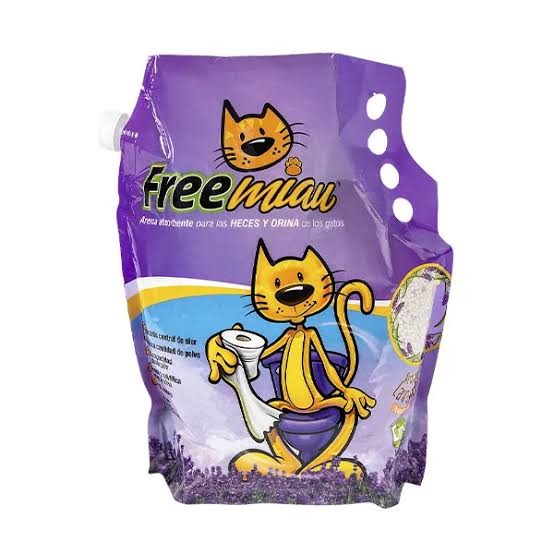 Empaque de arena para gatos Free Miau con aroma a lavanda de 10 kg, disponible en MASCOTASTORE Manizales